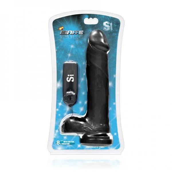 8 Inches Cock Balls Vibrating Egg Suction Cup Black Si Novelties Dildos