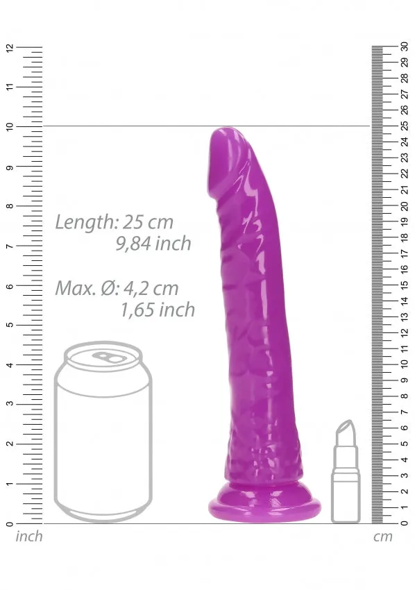 9 Inch Slim Glow in the Dark Neon Purple Realrock Dildos