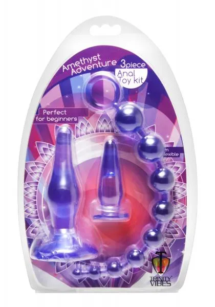 Amethyst Adventure 3 Piece Anal Toy Kit Trinity Vibes Male Sex Toys