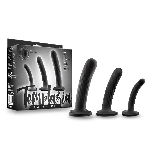 Anal Blush Novelties Temptasia Twist Dildo Kit Set of Three Black