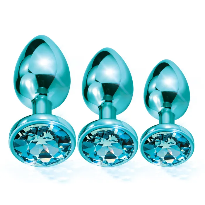 Anal Global Novelties llc NIXIE Metal Butt Plug Trainer Set Blue Metallic