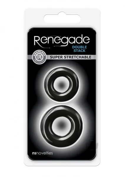 Anal Renegade Double Stack Black Cock Rings NS Novelties