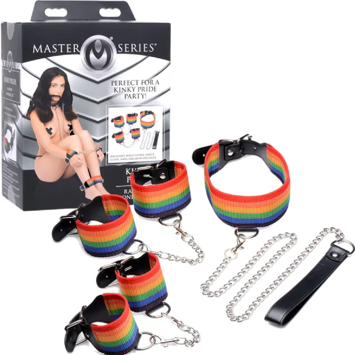 Anal XR Brands The Master Series Kinky Pride Bondage Set Rainbow