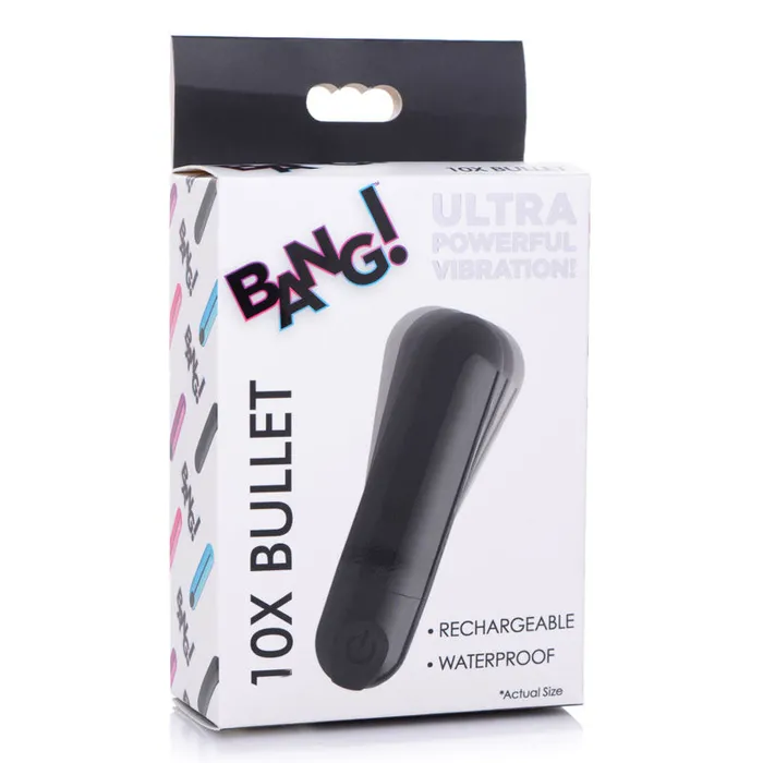 Bang 10X Vibrating Metallic Bullet Black USB Rechargeable Bullet XR Brands Female Sex Toys