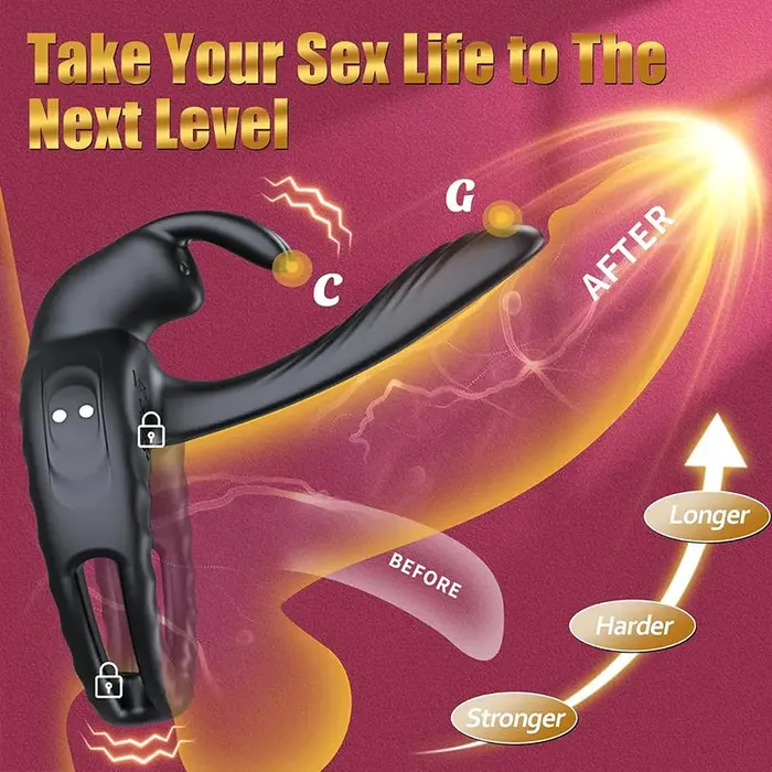 BlissWave Couples Vibrator Sleeve with Rabbit Clitoris Stimulator OOTYEMO Female Sex Toys