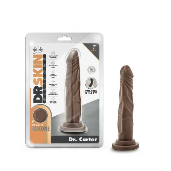 Blush Female Sex Toys Dr Skin Silicone Dr Carter 7 In Chocolate