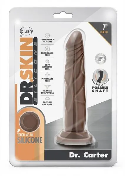 Blush Female Sex Toys Dr Skin Silicone Dr Carter 7 In Chocolate