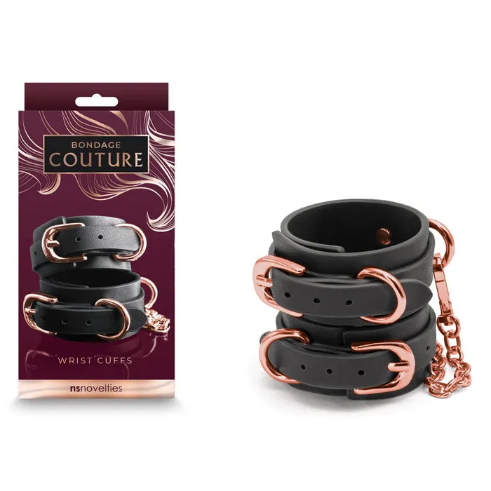 Bondage Couture Wrist Cuffs Black Black Restraints NS Novelties Restraints