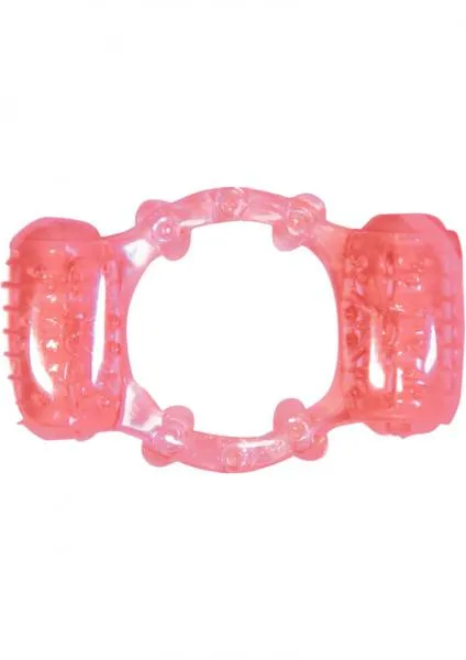 Couples Hott Products Humm Dinger Double Dinger Dual Vibrating Cock Ring Magenta