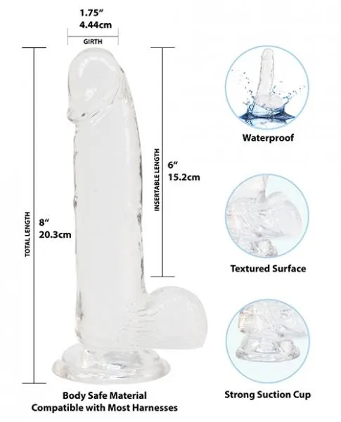 Crystal Addiction Dildos Crystal Addiction Dong 8 Inches Clear