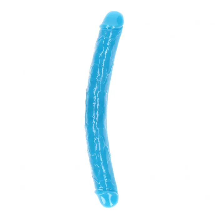 Dildos 15 Inch Double Dong Glow in the Dark Neon Blue Realrock