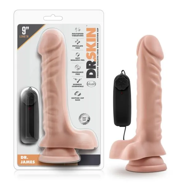 Dildos Blush Dr James 9 Inches Vibrating Cock Suction Cup Beige