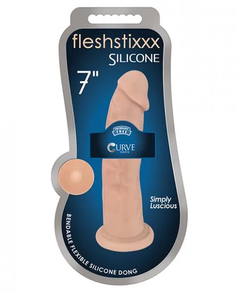 Dildos Curve Novelties Fleshstixxx Silicone 7 Inches Dildo Beige