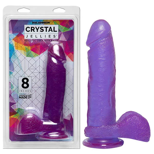 Dildos Doc Johnson Crystal Jellies 8 Realistic Cock with Balls Purple 203 cm Dong