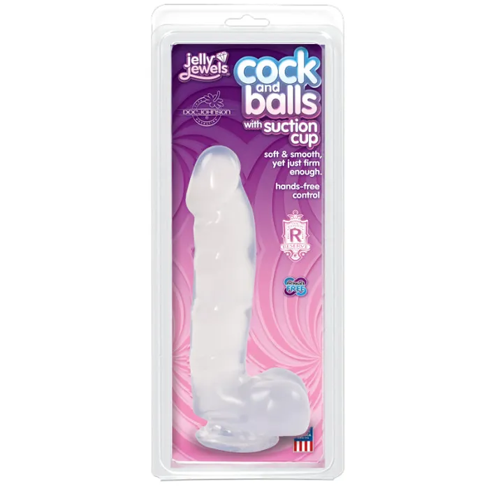 Dildos Jelly Jewels Cock And Balls With Suction Cup Diamond Clear