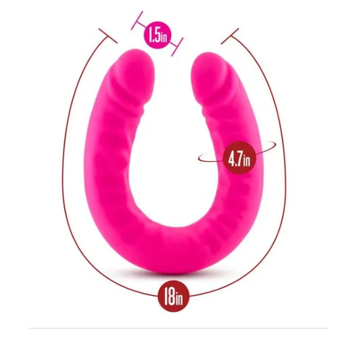 Dildos Ruse Silicone Slim 18 Double Dong Hot Pink Blush Novelties