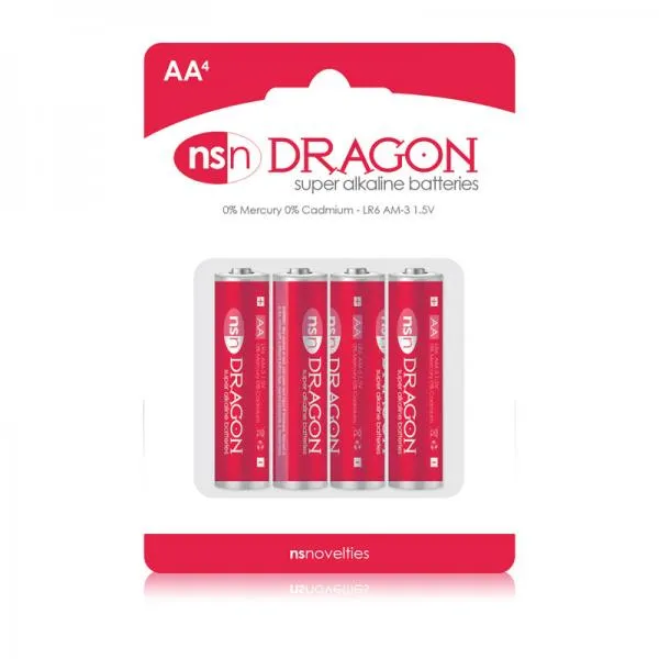 Dragon Alkaline Batteries 4 Pack Aa NS Novelties Enhancers