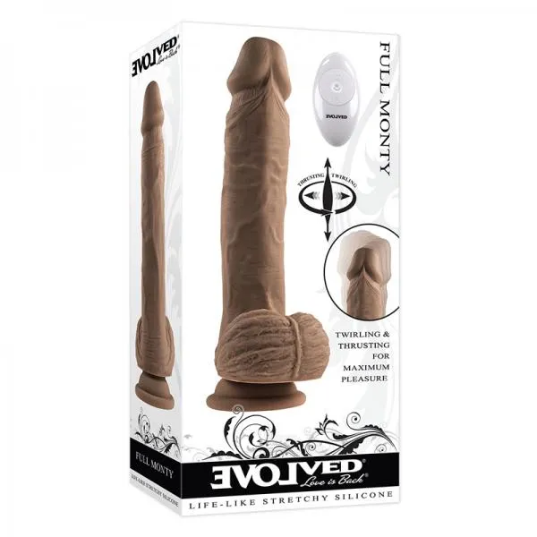 Evolved Full Monty Rechargeable Remote Controlled Thrusting Twirling 9 In Silicone Dildo Dark Seductucom Female Sex Toys