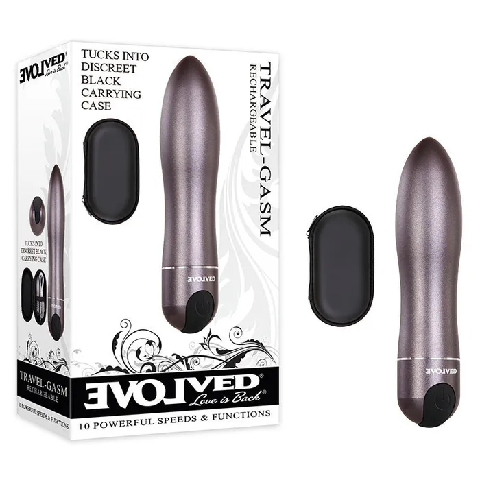 Female Sex Toys Evolved Evolved TravelGasm Gray 9 cm USB Rechargeable Bullet with Travel Case