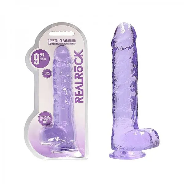 Female Sex Toys Shots Realrock Realistic Dildo With Balls 9 Purple