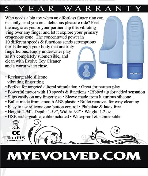 Fingerlicious Blue Finger Vibrator Evolved Vibrators