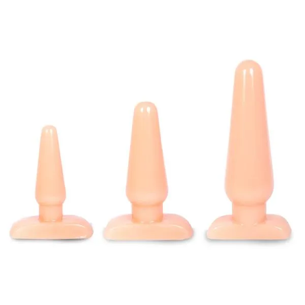 Hung Rider Anal Initiation Anal Training Kit Beige 3 Butt Plugs