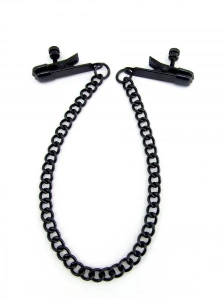 M2M Female Sex Toys M2 M Nipple Clamps Alligator Ends With Chain Black