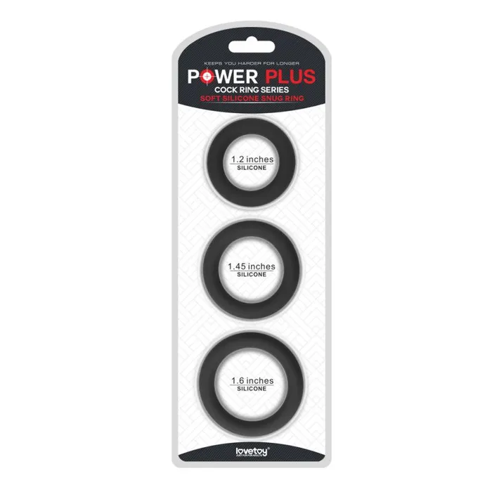 Male Sex Toys Lovetoy Power Plus Silicone 3 Piece Cock Ring Set Black