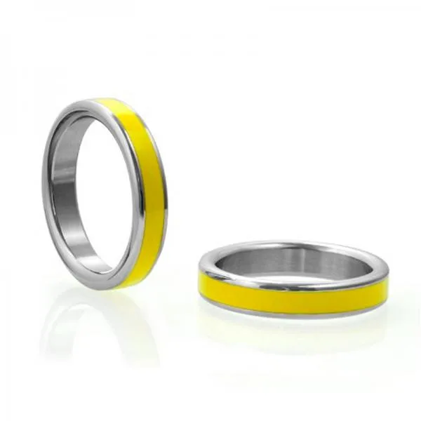 Male Sex Toys PHS International M2m Stainless C Ring WYellow Band Bag 1875in