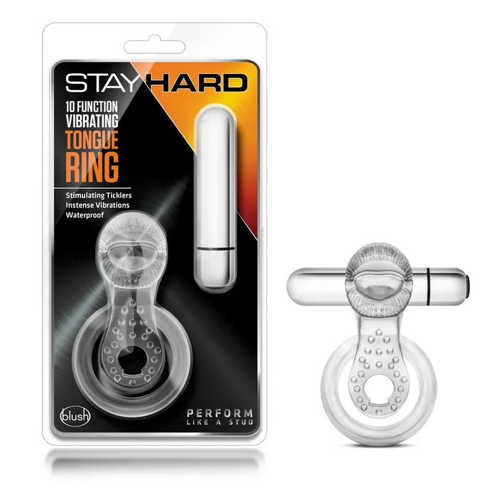 Male Sex Toys Stay Hard 10 Function Vibrating Tongue Ring Clear Stay Hard