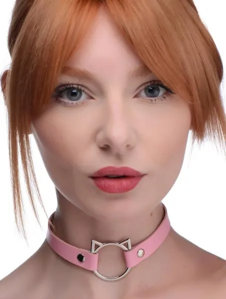 Master Series Vibrators Kinky Kitty Ring Slim Choker Pink