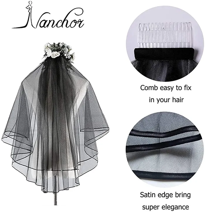 Nanchor Nanchor Bridal Veil Womens Simple Tulle Short Wedding Veil Ribbon Edge with Comb for Wedding Bachelorette Party Male Sex Toys