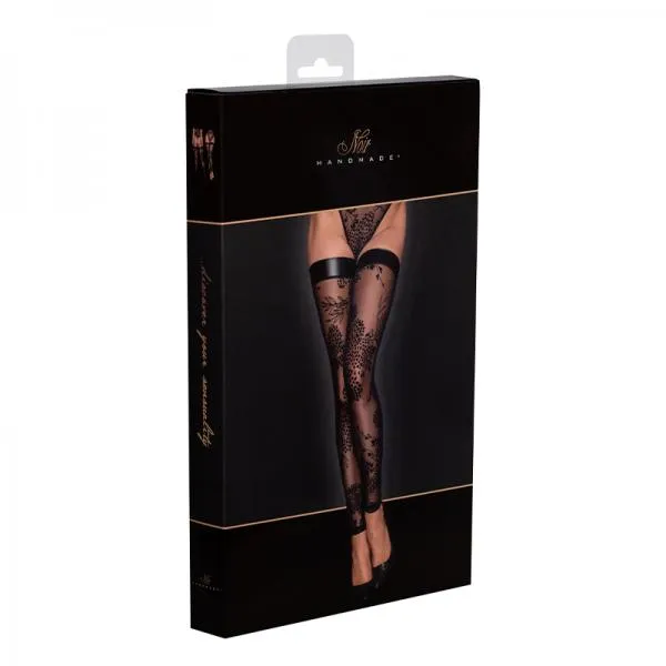 Noir Handmade Tulle Stockings With Patterned Flock Embroidery S Noir Handmade Male Sex Toys