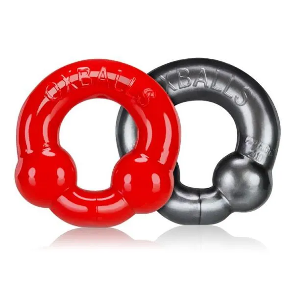 Oxballs Male Sex Toys Oxballs Ultraballs Cock Ring Silver Red Set