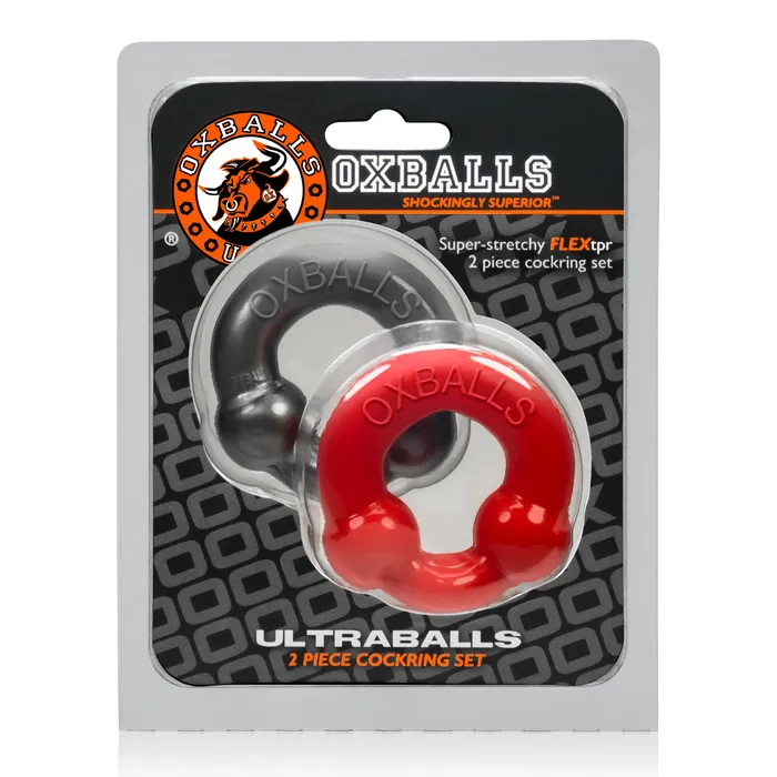 OxBalls Male Sex Toys Ultraballs 2 Pack Cockring Steel And Red