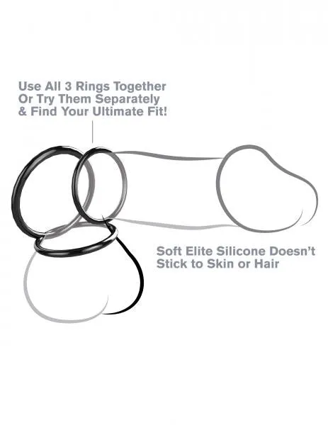 Pipedream Anal Fantasy C Ringz Silicone 3 Ring Stamina Set Black