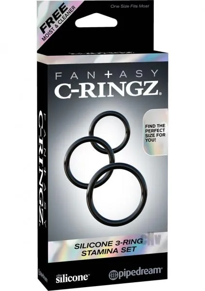 Pipedream Anal Fantasy C Ringz Silicone 3 Ring Stamina Set Black