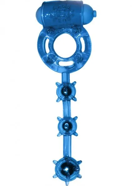 Pleasure Balls Vibrating Cock Ring With Stimulation Balls Waterproof Blue One Size Fits All Seductucom Male Sex Toys