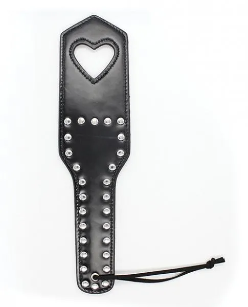 Plesur Anal Plesur Cut Out Heart WStuds Paddle Black