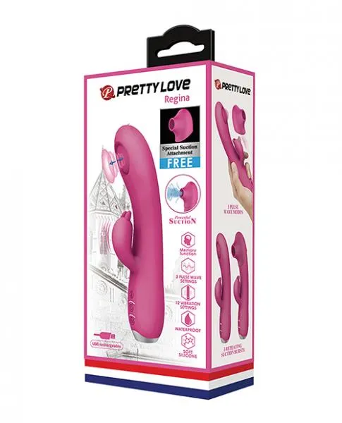 Pretty Love Pretty Love Regina Pulsing Rabbit WFree Suction Attachment Pink Vibrators