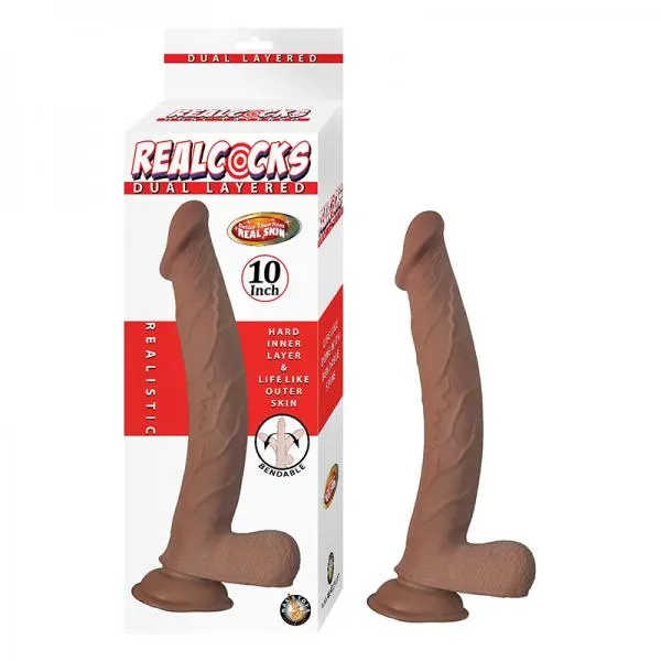 Realcocks Dual Layered 10 In Brown Seductucom Female Sex Toys