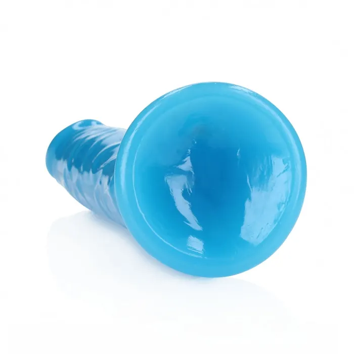 Realrock Dildos 10 Inch Slim Glow in the Dark Neon Blue