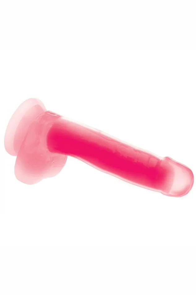 Sd Dildos 7 Inch GlowintheDark Silicone Dildo with Balls Pink