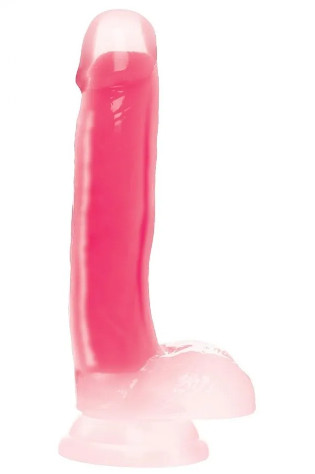 Sd Dildos 7 Inch GlowintheDark Silicone Dildo with Balls Pink