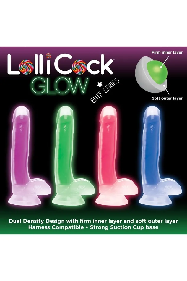 Sd Dildos 7 Inch GlowintheDark Silicone Dildo with Balls Pink