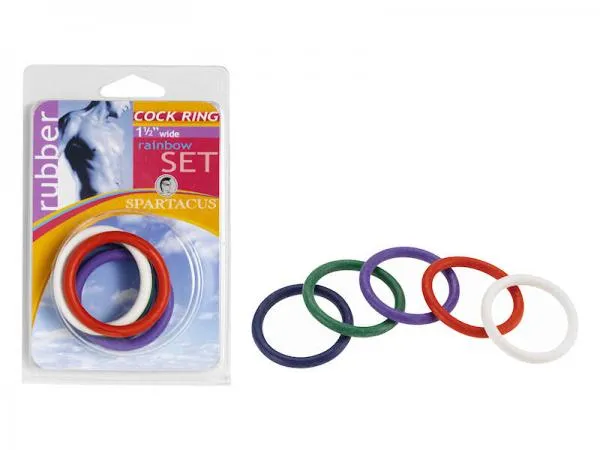 Seductucom Anal Rainbow Rubber C Ring 5 Per Set 15 Inch