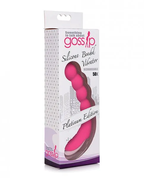 Seductucom Gossip Silicone Beaded G Spot Rechargeable Vibrator Magenta Female Sex Toys