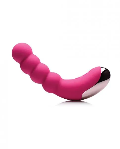 Seductucom Gossip Silicone Beaded G Spot Rechargeable Vibrator Magenta Female Sex Toys