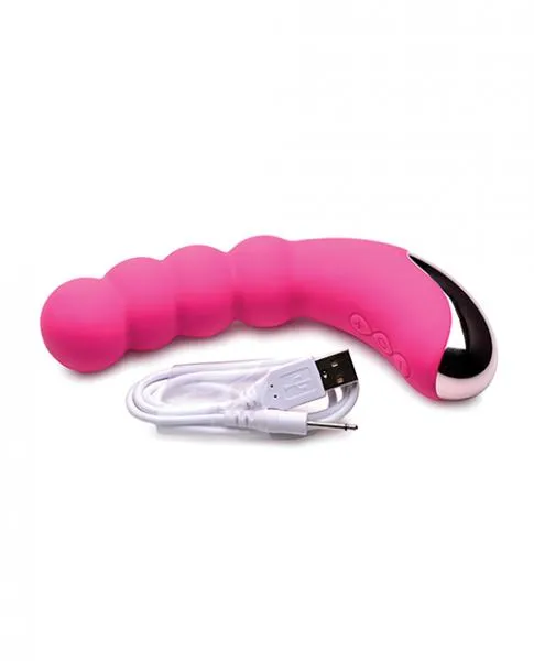 Seductucom Gossip Silicone Beaded G Spot Rechargeable Vibrator Magenta Female Sex Toys