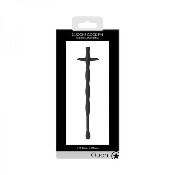 Seductucom Male Sex Toys Ouch Urethral Sounding Silicone Cock Pin Black 8 Mm